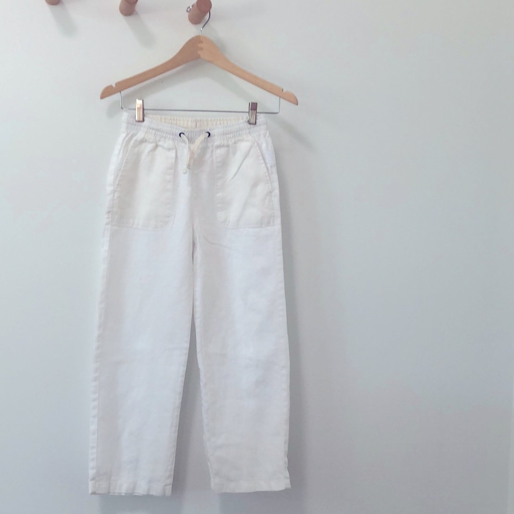 Flowy White Linen Wide Leg Pants - Crewcuts